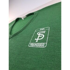 Vtg San Francisco V Neck Sweater Men's Large Green School Uniform College